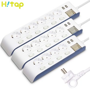 현대일렉트릭 하이탭 개별 스위치 USB 충전 2포트 2800W 국산 안전 멀티탭, 6구, 1개, 3m