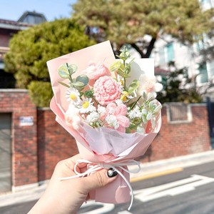 어버이날 카네이션 뜨개꽃다발 니트 꽃다발, 선샤인부케 _ 핑크, 1개
