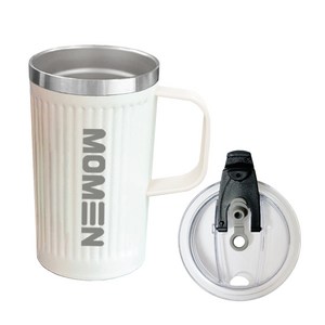 모멘 아루가 스텐 머그 500ml 손잡이 사무실 텀블러 이중진공 에코트리카페, 아이보리, 1개