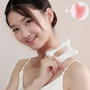 Degrey 페이스 바디 마사지 괄사, 흰색,로즈하트, 1세트