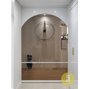 06번 원슬라이딩 아치형 화이트 브론즈강화유리 // 현관중문 시공비포함 소음차단 반려견안전 맞춤제작 아파트빌라중문, 1개