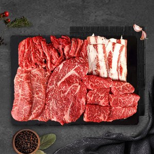 배터지는 구이용 소고기 모듬 1kg, 등심세트(우삼겹 부채 살치 갈비 등심) 1kg, 1개