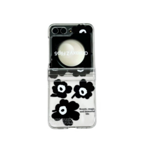 힌지보호 플라워 클리어 플립 케이스