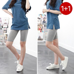 (1+1) 면스판 여름 5부 빅사이즈 F-7XL 여성레깅스 2장세트