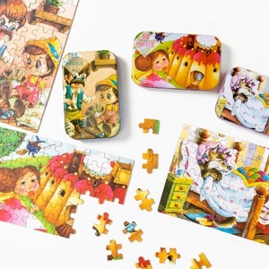 [문구티쳐] 민화샵 틴케이스 퍼즐 (동화/동물) 14종 도안퍼즐 60pcs, 민화 틴케이스퍼즐, 공룡친구들, 1개