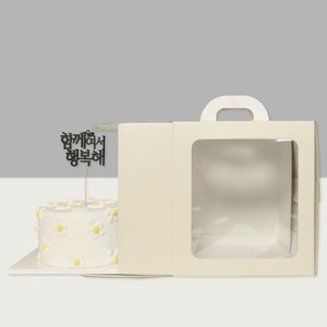 [대량할인] 아임팩킹 사각 창문 2단 케이크 박스 1호_아이보리(260mm(h)), 아이보리 1호 260mm(받침대 별도), 50개