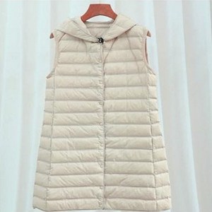 사계절 여성 여자용 경량 롱패딩 후드 조끼 블랙 베이지 겨울코트이너 샤무실용 실내용 간절기 가을 겨울