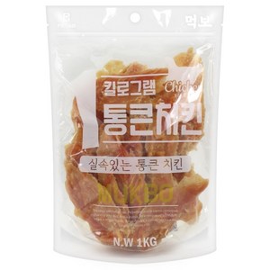 먹보 강아지 대용량 실속 상품 치킨 오리 육포 간식, 1개, 1kg, 치킨 안심스테이크