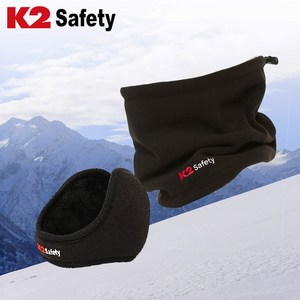 K2 Safety 방한 넥워머 + K2 Safety 방한 귀마개 1set, 블랙+블랙, 1개