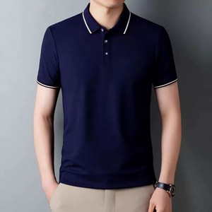 여름 필수 자수 남성 POLO 반팔 셔츠 중청년 스타일 고급 반팔 상의 면 소재 디자인 시원 골프 티셔츠 통기성