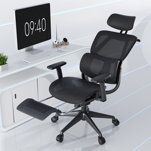 LENOBLE 인체공학적 메쉬의자 누울 수 있는 틸팅 컴퓨터의자 게이밍 사무용 회의용 사무실 책상, 블랙
