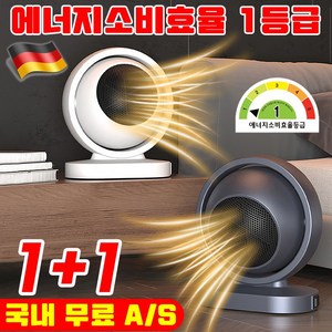 [독일 기술] 1/1+1 가정용 스마트 온풍기 전기 히터 난로 사무실 발난로 발히터 미니 전기난로, 화이트 x 2