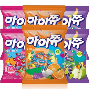 크라운 마이쮸 포도사과+딸기복숭아+요거트오렌지, 284g, 6개