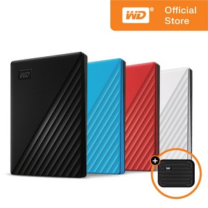 WD My Passpot 휴대용 외장하드 + 파우치, 1TB, 화이트