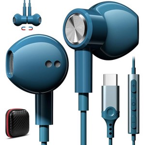 USB C 유선 헤드폰 아이폰 15플러스 삼성 S24 울트라 A35 A55 하이파이 타입 마그네틱 이어버드 스포츠 이어폰 갤럭시 플립6 폴드6 S23 FE S22 S21 아이, Mint, 1개