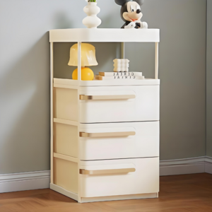 Jinchengxing 라이트 럭셔리 이동식 3단 협탁 JG3034-3, 화이트, 1개