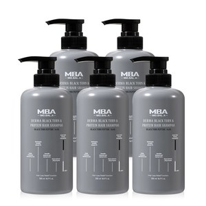 MBA 탈모완화 새치개선 두피영양 탈모케어 모발아 더마 블랙턴 앤 프로틴 헤어 샴푸 500ml, 5개