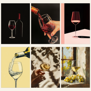 와인바 포도주 레드 화이트 와인 잔 BAR 레스토랑 인테리어 포스터 25종, A4 (210 X 297mm), 5. 와인을 따르다 B