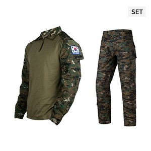 택티컬 컴뱃셔츠 긴팔+팬츠 세트-아웃도어 캠핑 카고 바지, 특전사