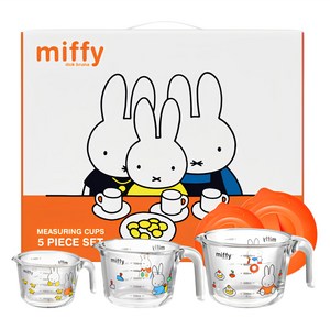 에지리 미피 내열 유리 계량컵 5p 세트, 투명, 1개
