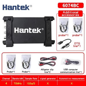 Hantek USB 가상 오실로스코프 6254BD 안드로이드용 업그레이드 4 채널 250MHz 1GSa/S + 25MHz 신호 발생, 1개