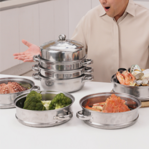 셰프쿡 4단 스텐찜기 인덕션 찜통 대형, 1세트, 34cm
