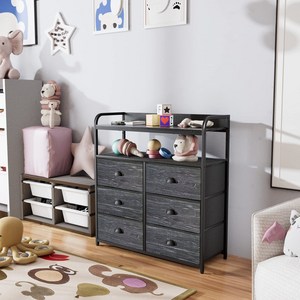 NLBUU 서랍 다용도 서랍장 수납장 높이 850mm 그레이, 6단, Gray