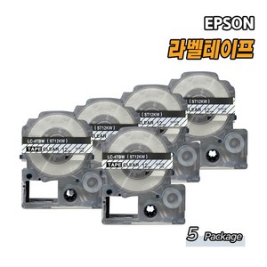 올데이컴퍼니 엡손 호환 라벨테이프, 12mm, 5PAC, 투명바탕/검정글자