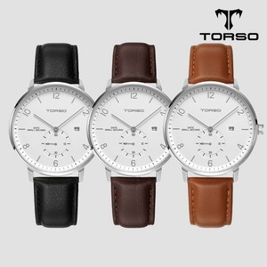 TORSO 토르소 T104M-SS-L 아리온 스몰 세컨드 워치 남성 가죽 밴드 시계