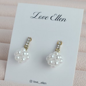 러브엘렌 925실버 화이트 진주귀걸이 드롭귀걸이