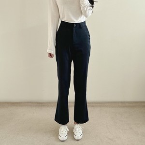 큐즈 여성용 하이웨스트 부츠컷 구김 방지 스판 정장 바지 슬랙스