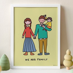 뚜뚜아트 가족 포스터 신혼집 아기방 아이방 액자 구성, 화이트 액자, 05. We ae family1