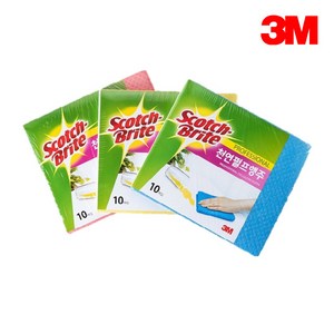 3M 행주 스카치브라이트 천연펄프행주 10개입 분홍 빨아쓰는/행주용타올, 1개