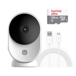 헤이홈 스마트 홈카메라 Egg + SD카드 + 케이블 3m 가정용 CCTV 실내용 회전형, 홈카메라 Egg 인기구성 (128GB)