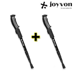 1+1 JOYVON 두랄루민 경량 4단 등산스틱 2P, 블랙(2P), JOYVON 등산스틱 I 자형, 2개