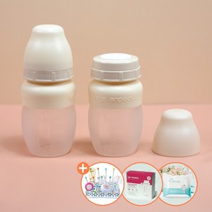 신제품 앙뽀 트윈팩 대용량 배앓이방지 실리콘 신생아젖병 국내생산 더블하트 호환, 1세트, 280ml, 바닐라밀크-맘꼭지3단계