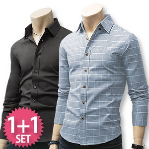 블루포스 스쿠엄 체크 남방 + 리노스 남방 1+1세트 [2장 묶음] 셔츠 [국내생산]