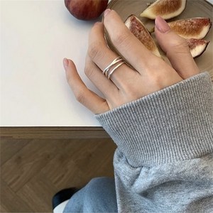 [리윤]s925 실버 3겹반지 세줄 레이어드링 교차반지 봄 여름 꼬임반지