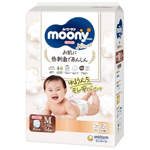 대용량 팩 유기농 코튼 함유 무니맨 내추럴 팬츠 M사이즈 510kg 54장 Amazoncojp 한정 기저귀, 중형(M)