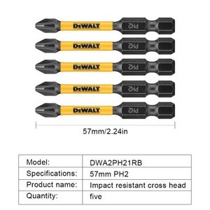 드릴 비트 임팩트 스크루 드라이버 전동 충격 방지 크로스 헤드, DWA2PH21RB(5pcs), 5개