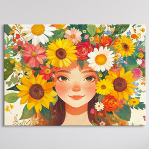 꽃의 여인 8종 인테리어 그림 액자 북유럽 감성 거실 안방 서재 개업 선물 캔버스 추상화 인물 아트월, 01. 꽃의 여인, 포스터+우드 메탈액자, 12호 [60.6x45.5cm]