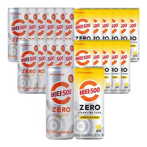 비타500 제로 zeo 스파클링 12 + 제로 zeo 스파클링 유자 12 총 24캔, 250ml, 24개