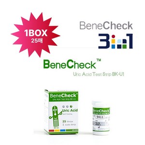 베네첵 요산 검사지 시험지 BeneCheck 전용 스트립 측정지, 1개