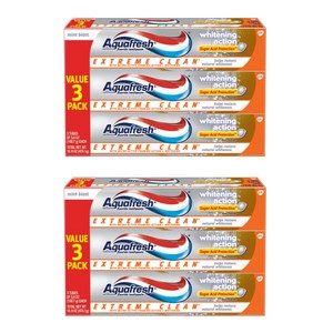 아쿠아후레쉬 미백 치약 Aquafesh Whitening Toothpaste Mint Blast 5.6oz X 3개 X 2팩 토탈 치약, 6개, 158.7g