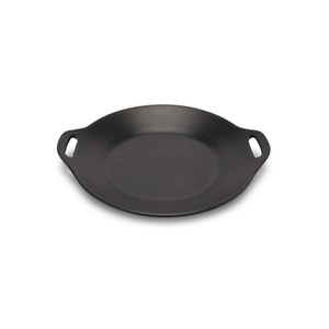 식당 가정 고급스러운 원형 멜라민 그릇 양쪽손잡이 캠핑 검정 접시 메인접시, 1개