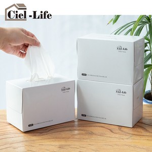 CIEL LIFE 먼지없는 천연펄프 각티슈 코편한 티슈 휴지 미용티슈 갑티슈, 9개, 250매