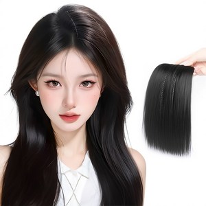 HAIRCUBE 옆머리 볼륨가발 인모 헤어 볼륨 피스 똑딱핀 부분가발 내츄럴 블랙, 2개, 10cm
