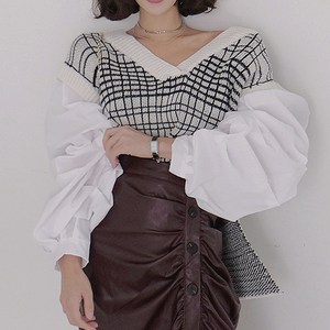 대박난박양 니트 레이어드 블라우스