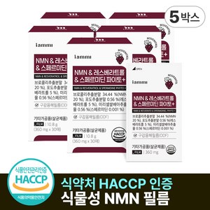 [기간 특가]식물성 NMN 필름 레스베라트롤 스페르미딘 파이토 HACCP 식약처인증 엔엠엔 필름, 5박스, 30회분