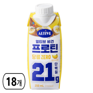 얼티브 비건 프로틴 바나나맛, 250ml, 18개